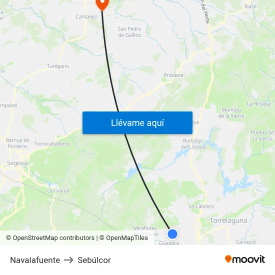 Navalafuente to Sebúlcor map