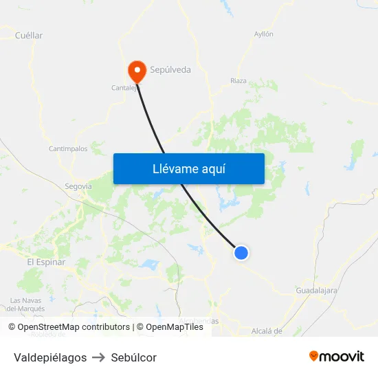 Valdepiélagos to Sebúlcor map