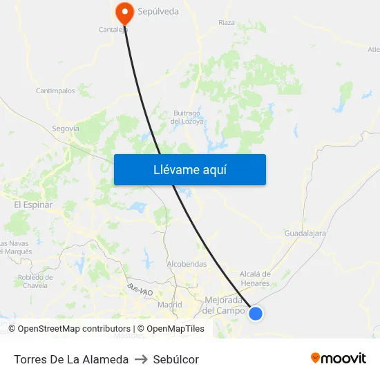 Torres De La Alameda to Sebúlcor map