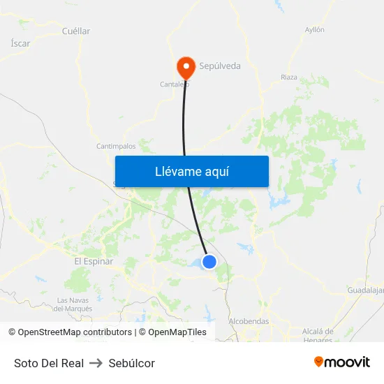 Soto Del Real to Sebúlcor map