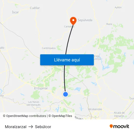Moralzarzal to Sebúlcor map