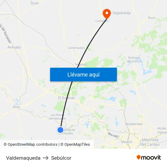 Valdemaqueda to Sebúlcor map
