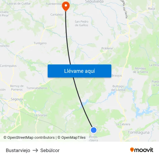 Bustarviejo to Sebúlcor map