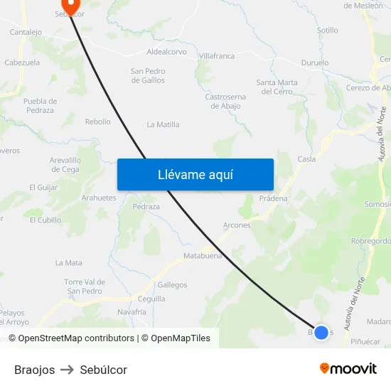 Braojos to Sebúlcor map