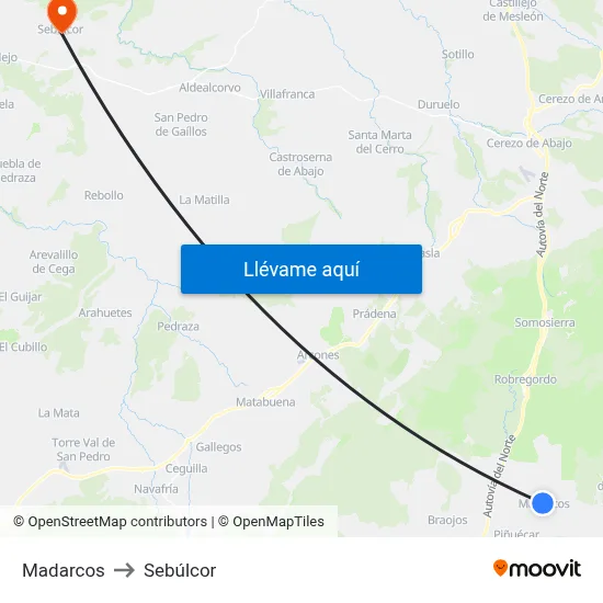 Madarcos to Sebúlcor map