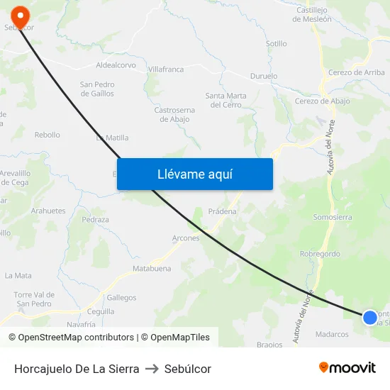 Horcajuelo De La Sierra to Sebúlcor map