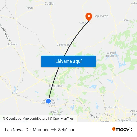 Las Navas Del Marqués to Sebúlcor map