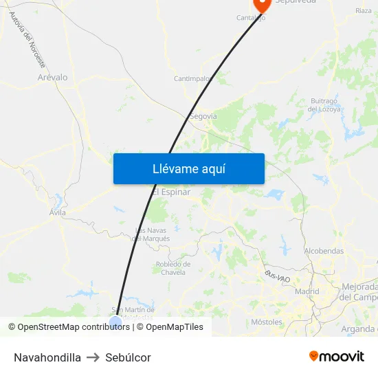 Navahondilla to Sebúlcor map