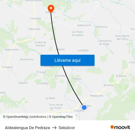 Aldealengua De Pedraza to Sebúlcor map