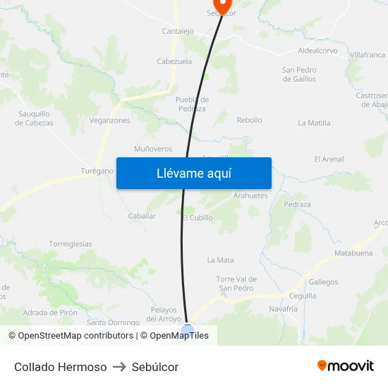 Collado Hermoso to Sebúlcor map