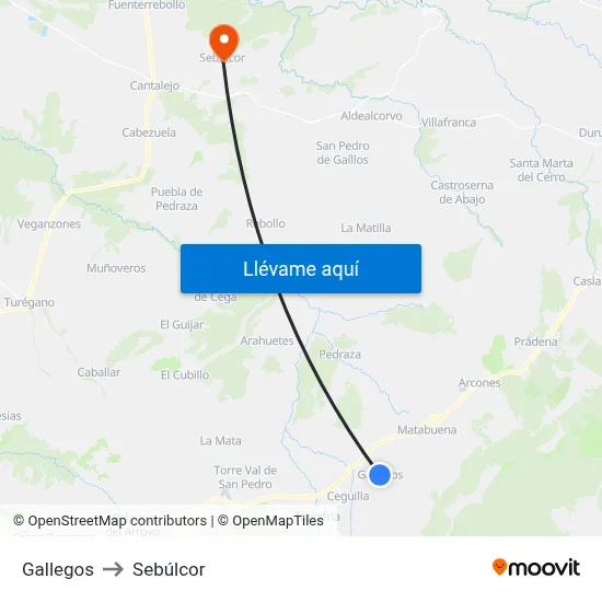Gallegos to Sebúlcor map