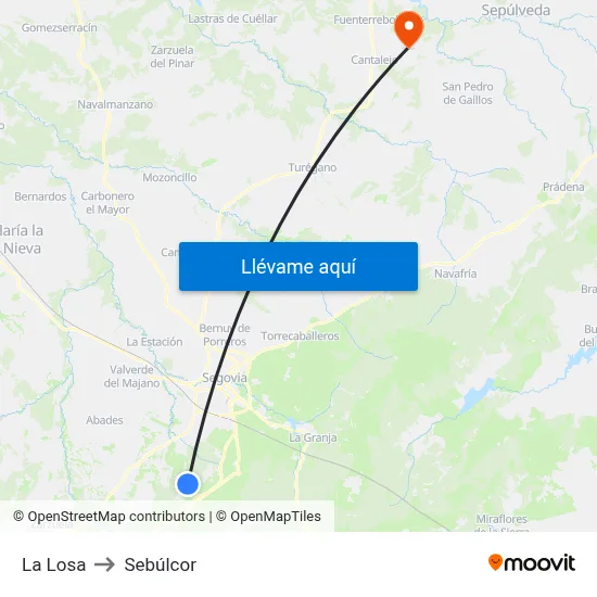 La Losa to Sebúlcor map