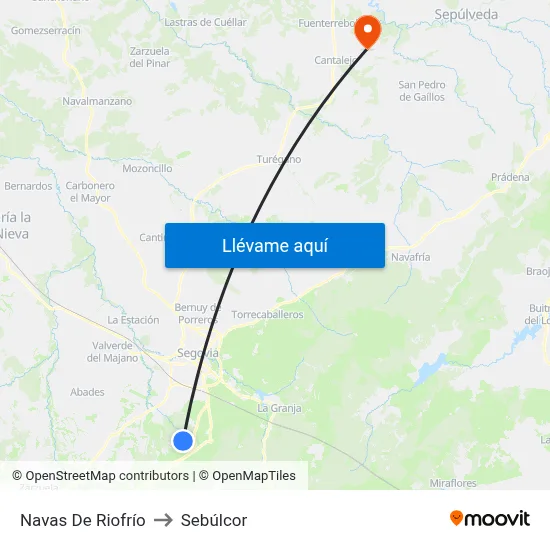 Navas De Riofrío to Sebúlcor map