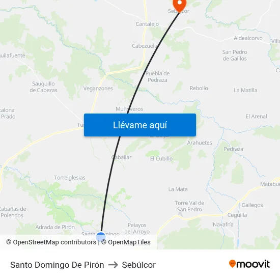 Santo Domingo De Pirón to Sebúlcor map