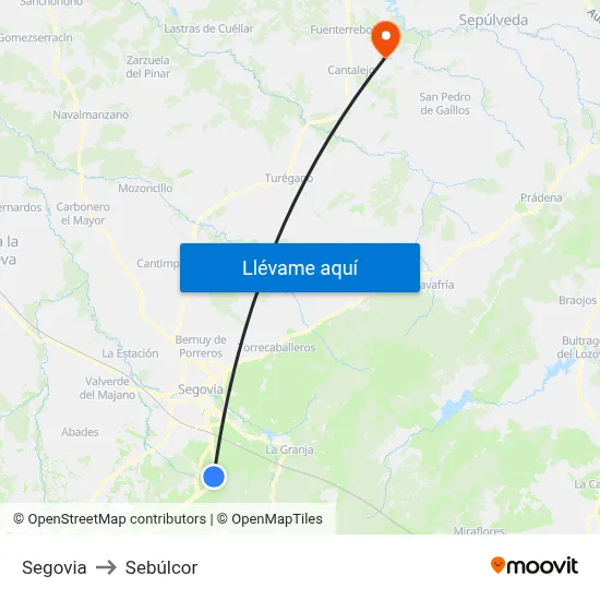 Segovia to Sebúlcor map