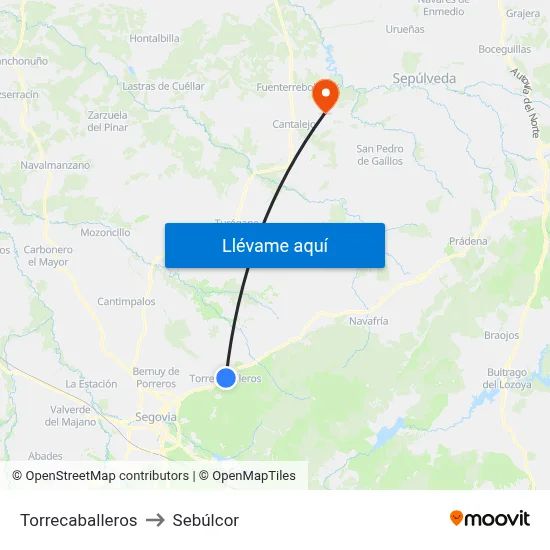Torrecaballeros to Sebúlcor map