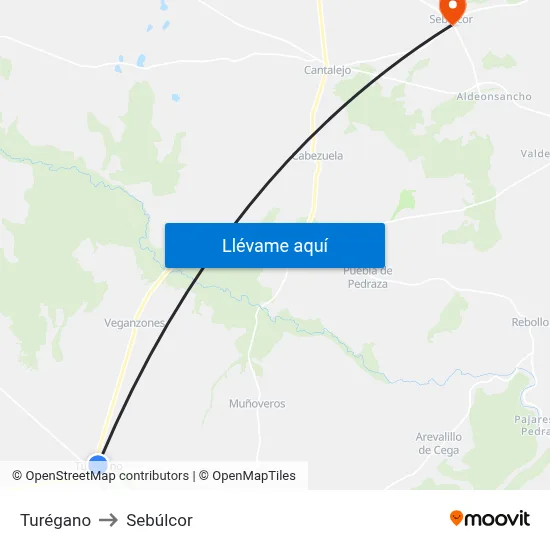 Turégano to Sebúlcor map