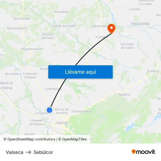 Valseca to Sebúlcor map