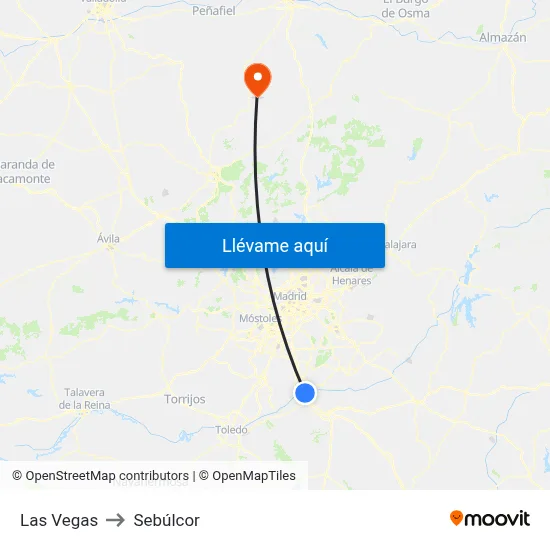 Las Vegas to Sebúlcor map