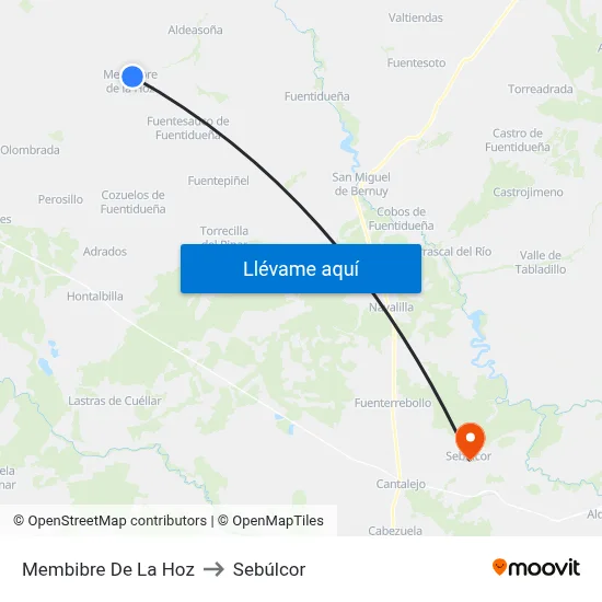 Membibre De La Hoz to Sebúlcor map