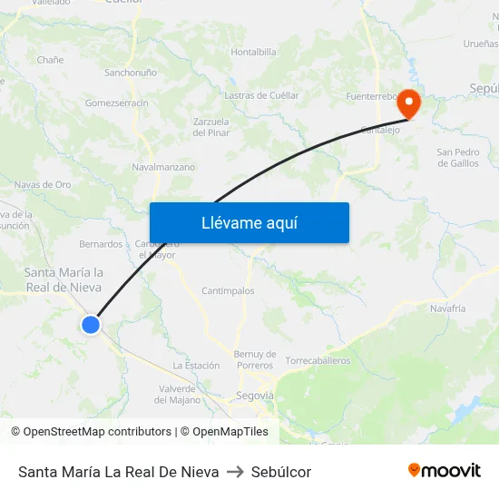 Santa María La Real De Nieva to Sebúlcor map