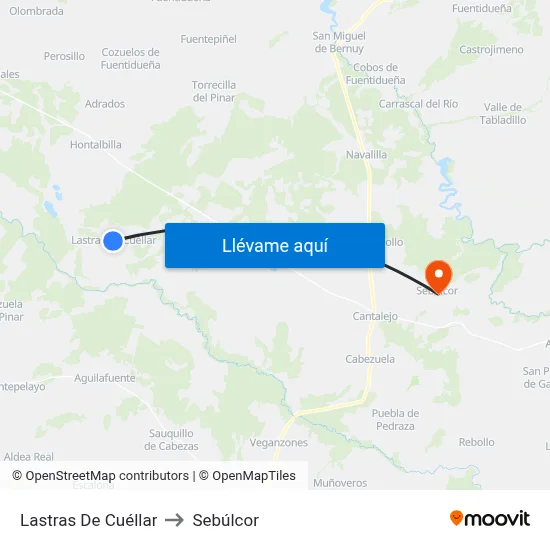 Lastras De Cuéllar to Sebúlcor map