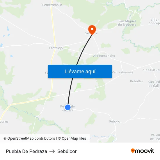 Puebla De Pedraza to Sebúlcor map