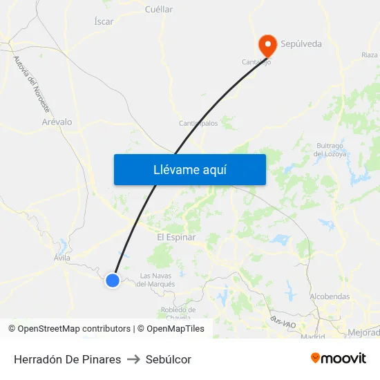 Herradón De Pinares to Sebúlcor map