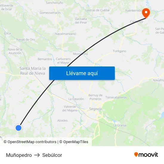 Muñopedro to Sebúlcor map