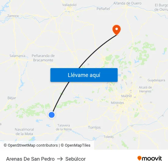 Arenas De San Pedro to Sebúlcor map