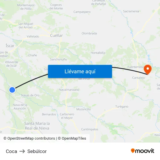 Coca to Sebúlcor map