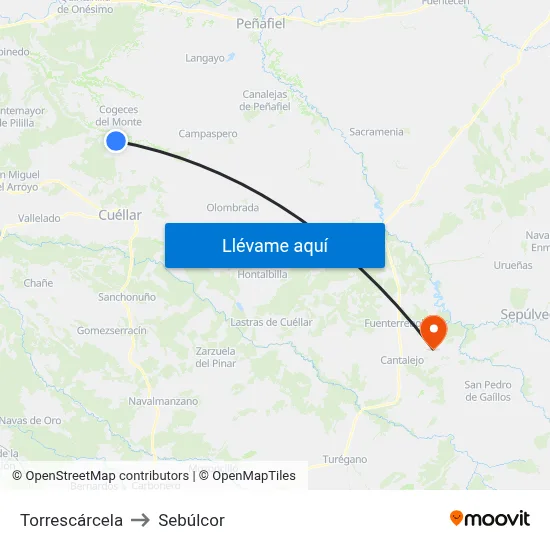 Torrescárcela to Sebúlcor map