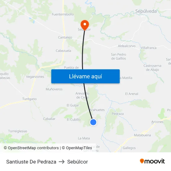 Santiuste De Pedraza to Sebúlcor map