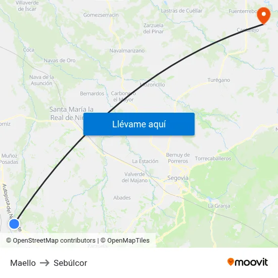 Maello to Sebúlcor map