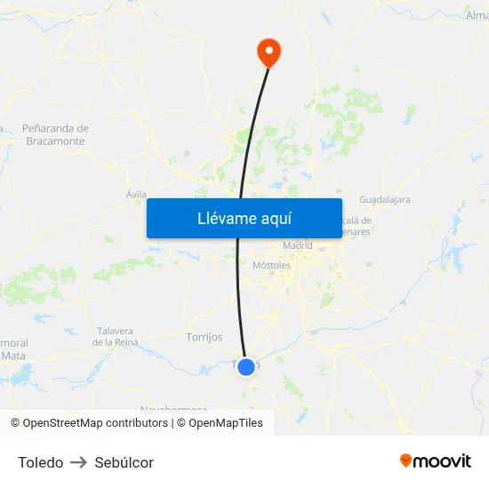 Toledo to Sebúlcor map