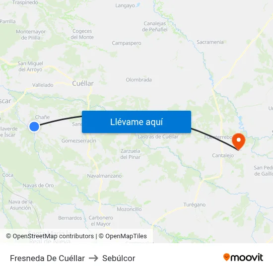 Fresneda De Cuéllar to Sebúlcor map