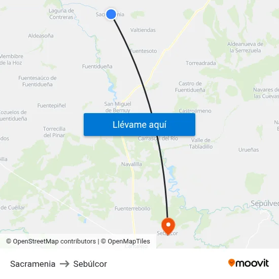 Sacramenia to Sebúlcor map