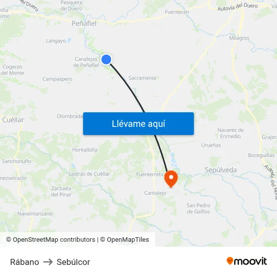 Rábano to Sebúlcor map