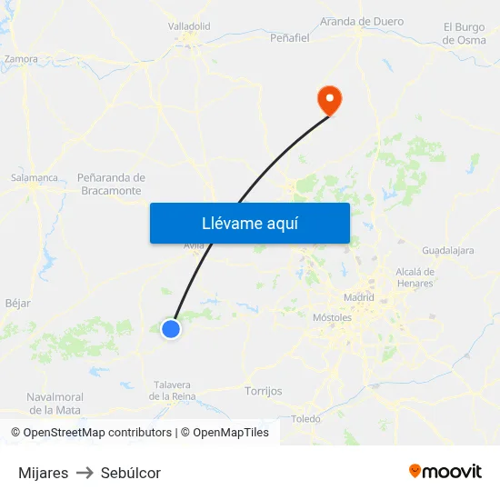 Mijares to Sebúlcor map