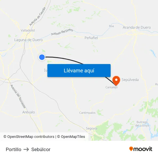 Portillo to Sebúlcor map