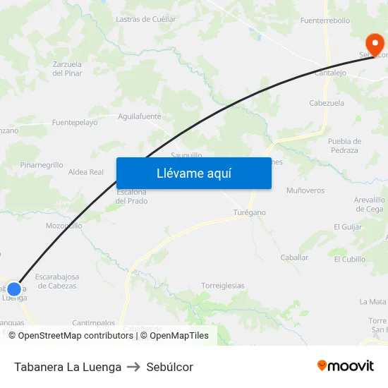 Tabanera La Luenga to Sebúlcor map