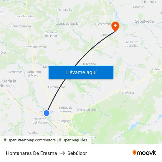Hontanares De Eresma to Sebúlcor map