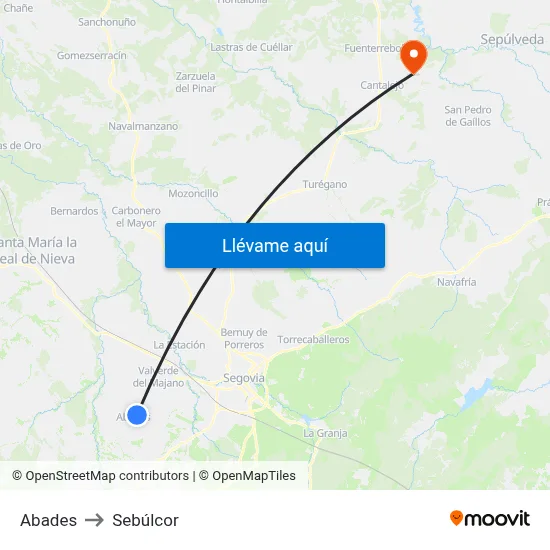 Abades to Sebúlcor map