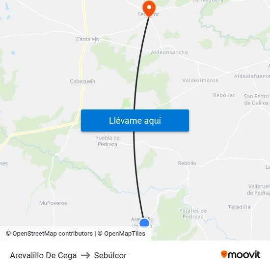 Arevalillo De Cega to Sebúlcor map