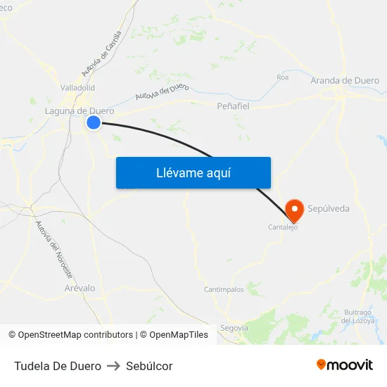 Tudela De Duero to Sebúlcor map
