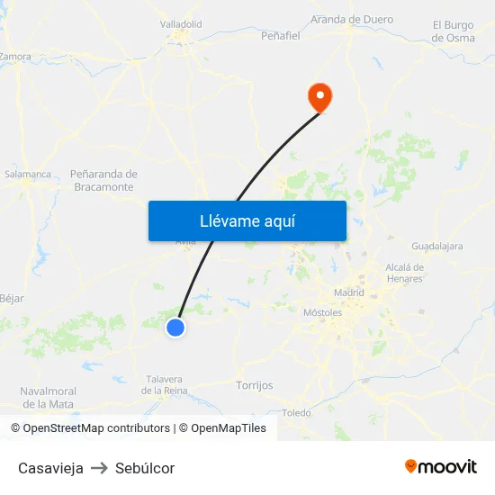 Casavieja to Sebúlcor map
