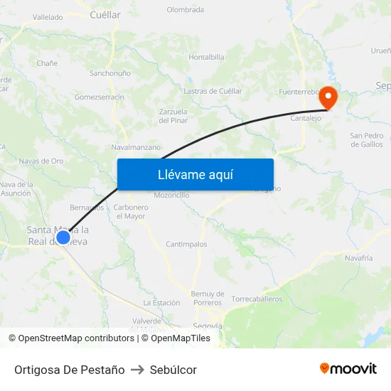 Ortigosa De Pestaño to Sebúlcor map