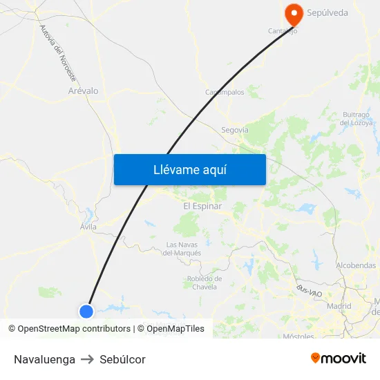 Navaluenga to Sebúlcor map