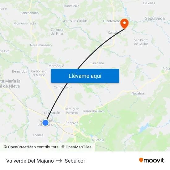 Valverde Del Majano to Sebúlcor map