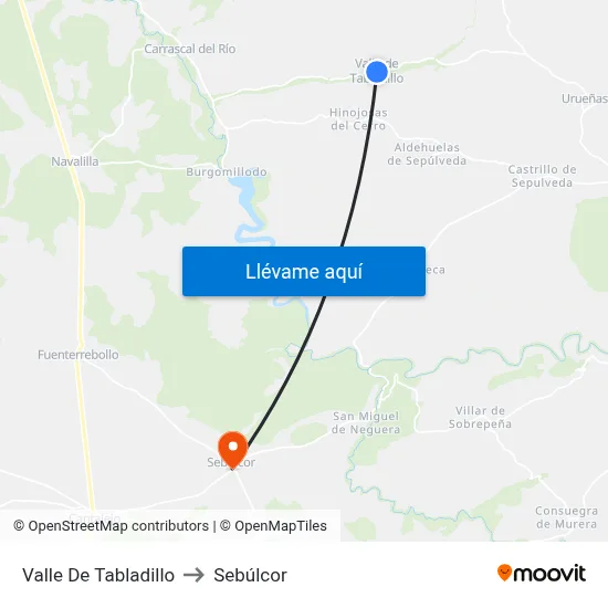 Valle De Tabladillo to Sebúlcor map